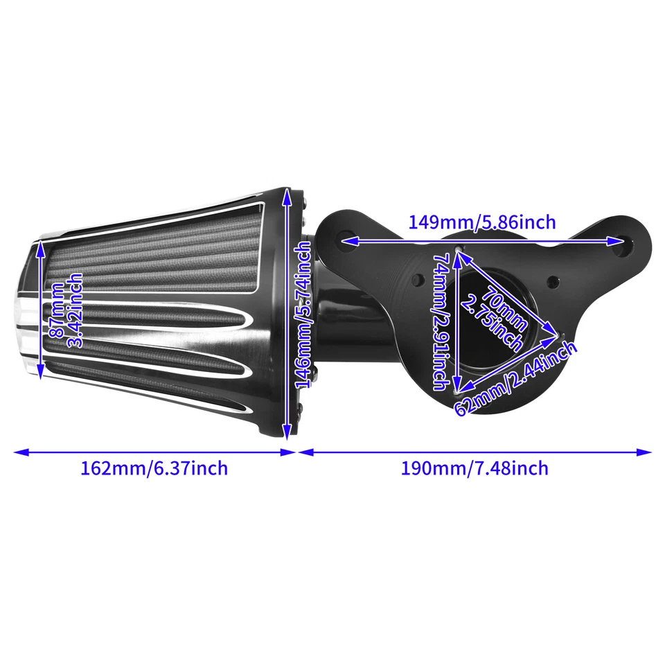 Sucker CNC Air Filter Cleaner Gray Intake For Harley Road Electra Glide 08-2016 - Изображение 4 из 4