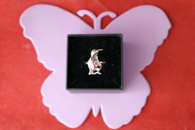  Schöner Ring mit Pinguinform rosa Himbeere Rhodolith Granat & CZ. Größe N1/2