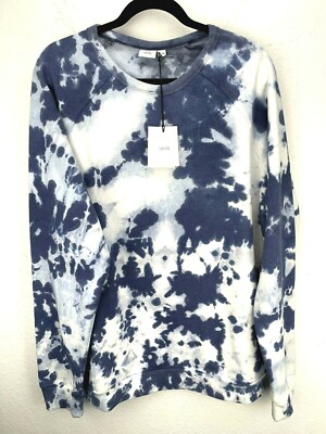 Onia Sweatshirt Tri-Blend Raglan Fleece Size XL Blue Cloud Tie Dye MTO07-02 New