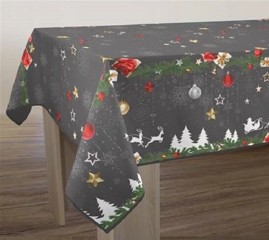NAPPE ANTI-TACHES  NOEL ROUGE  - GRIS - BLANC - Photo 2/4