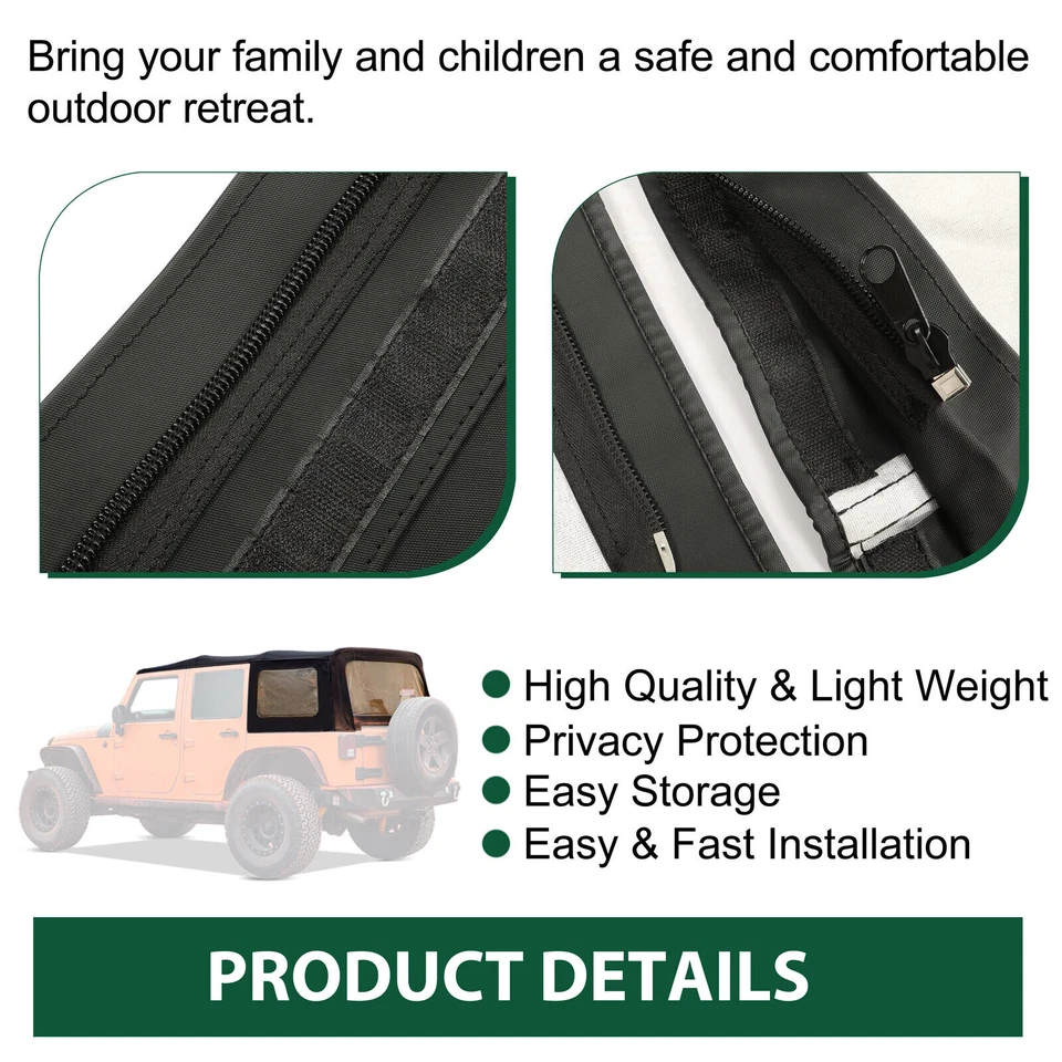 SUBSTITUIÇÃO CAPOTA MACIA PRETA COM JANELAS 9085235 PARA 10-18 JEEP WRANGLER UNLIMITED - Imagem 3 de 4