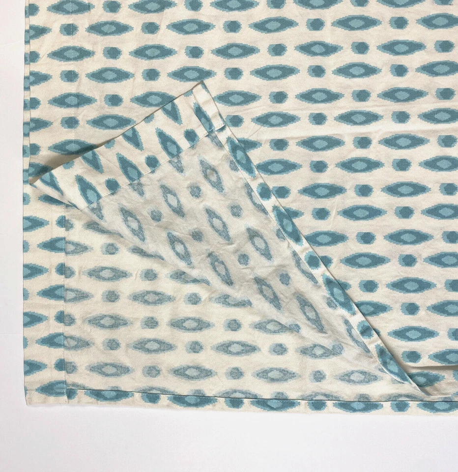 Комплект из 3 занавесок на заказ ручной работы холст синий богемный икат печать короткие балдахины хлопок - Изображение 4 из 4