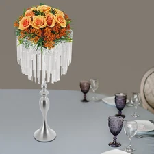 Silver Modern Flower Holder For Wedding Crystal Decoration Flower Stand