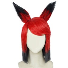 Anime Hazbin Alastor Cosplay Wig Heat Resistant Red Synthetic Hair Props Hotel