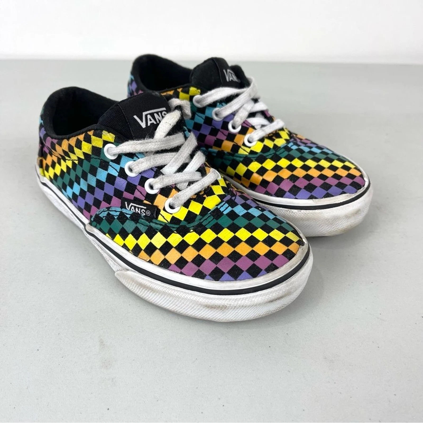 Scarpe da skate VANS Doheny Mini Check Arcobaleno basse per bambini taglia 12 ragazze