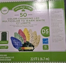 HOLIDAY TIME 50 LED 8-FUNCTION COLOR CHANGING MULTI TO WARM WHITE C7 LIGHTS