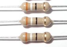  3 pcs  1/2 W, 5% Carbon Film Resistors, Axial .Select value from pull down menu