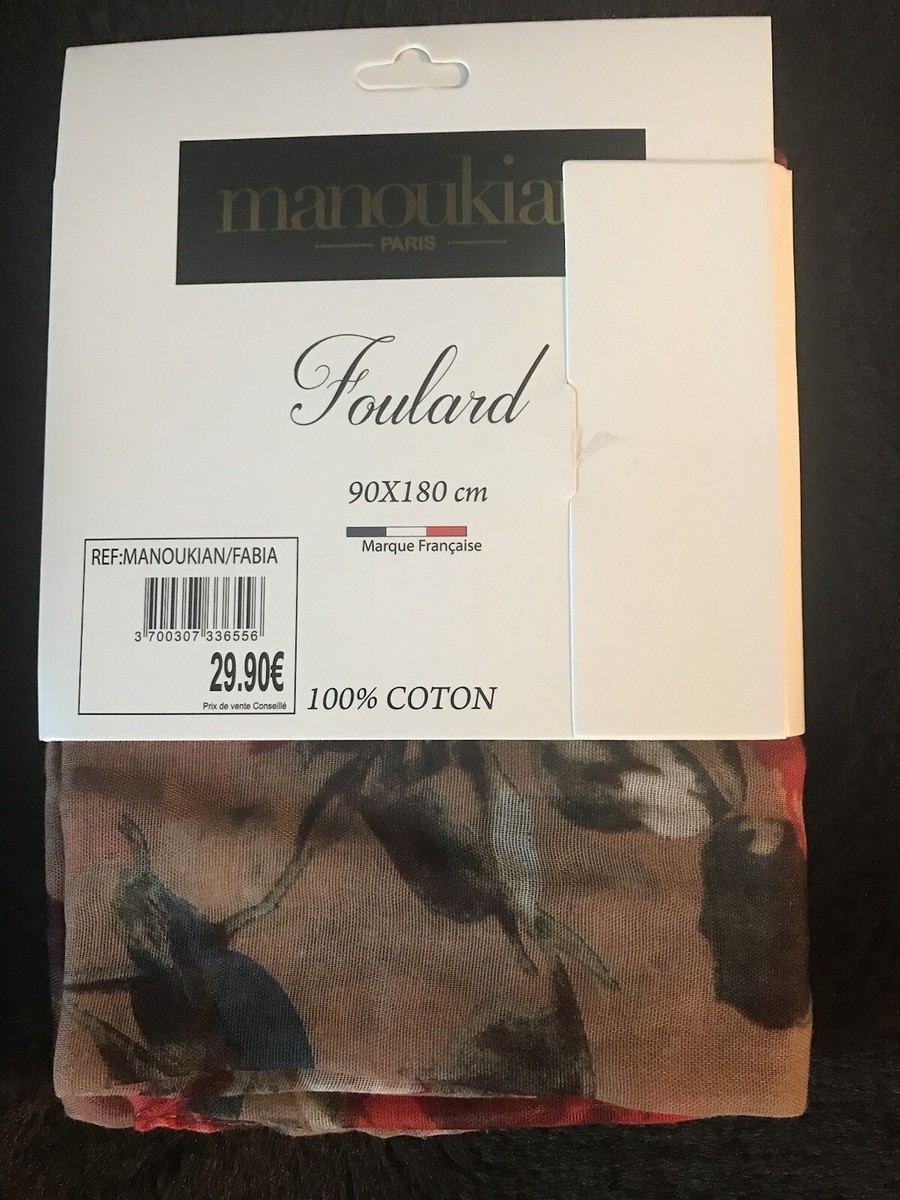 Foulard Carré Alain Manoukian – Femme – Coton Multicolore – Neuf Avec étiquette