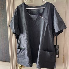 CHEROKEE LUXE WOMENS PEWTER GRAY SCRUBS TOP 1998 SZ 2XL BRAND NEW W TAGS
