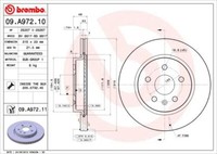 2X Brembo 09.A972.11 Bremsscheibe FüR Chevrolet Opel Saab