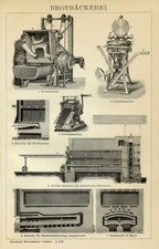 1898 Antica Stampa = MACCHINARI PRODUZIONE PANE = Old Print