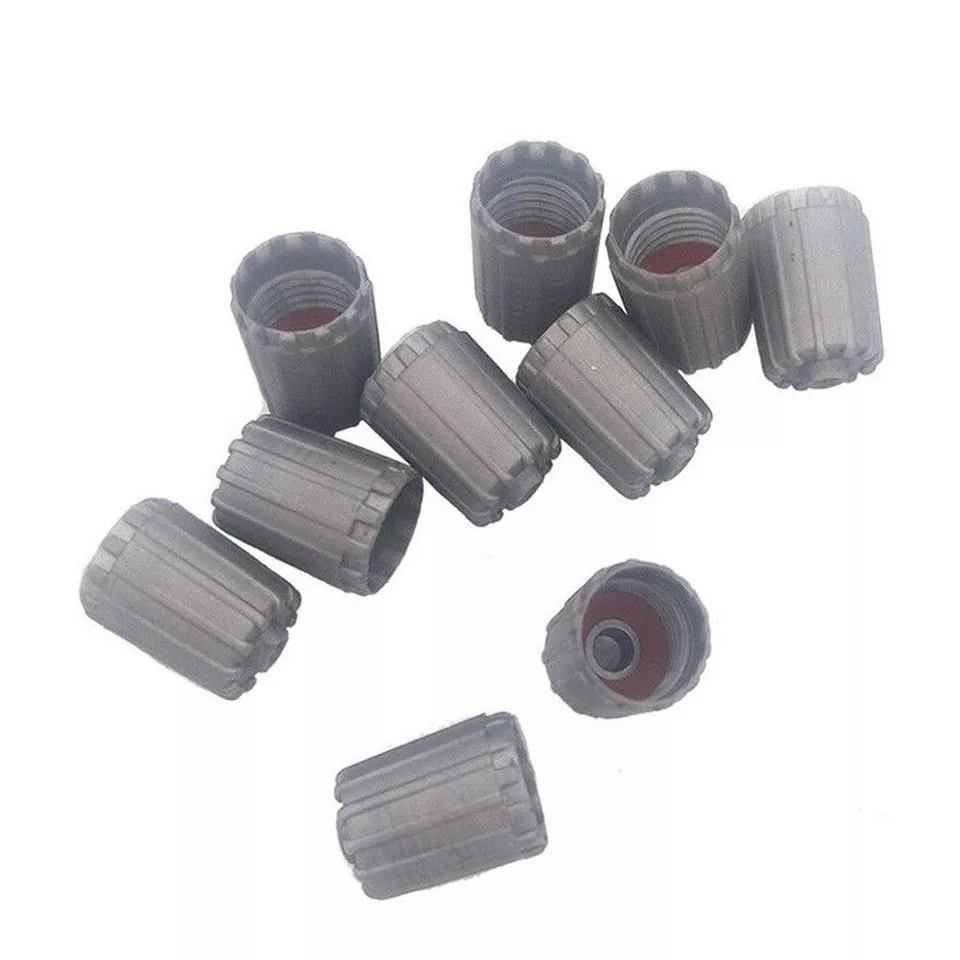 10X Gray Auto Car Tire Valve Stem Cap TPMS Tire Caps With Gasket Accessories - Image 4 of 4