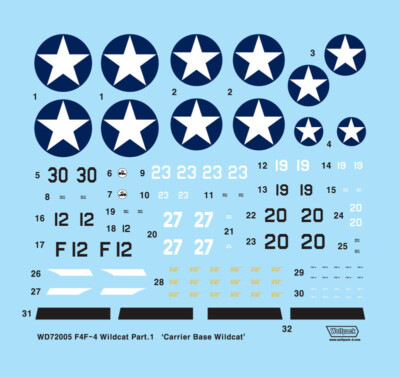 Wolfpack Design 1/72 F4F-4 Wildcat Decals Part.1 for Airfix/Hasegawa