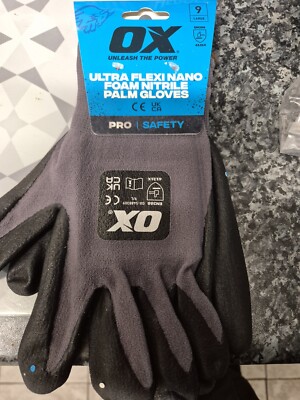OX Tools OX-S488310 Ultra Flexi Nano Foam Nitril Handfläche Handschuh Größe 9 (L) 9 Paar.