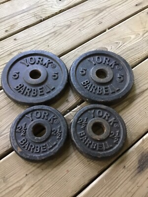 #ad #ad Lot of 4 York Barbell 2 5 lb 2 2.5lb Standard Weight Plates Total Weight 15lbs $39.95