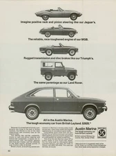 1973 Austin Marina Jaguar MGB Triumph Land Rover Tough Car Original Print Ad