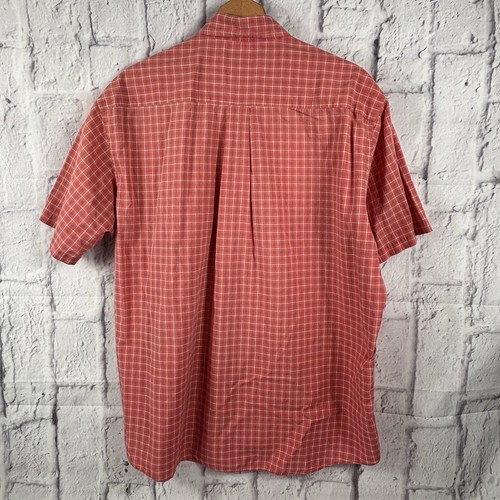 Camicia Brooks Brothers con bottoni grande manica corta rossa a quadri cotone W81 - Foto 3 di 8