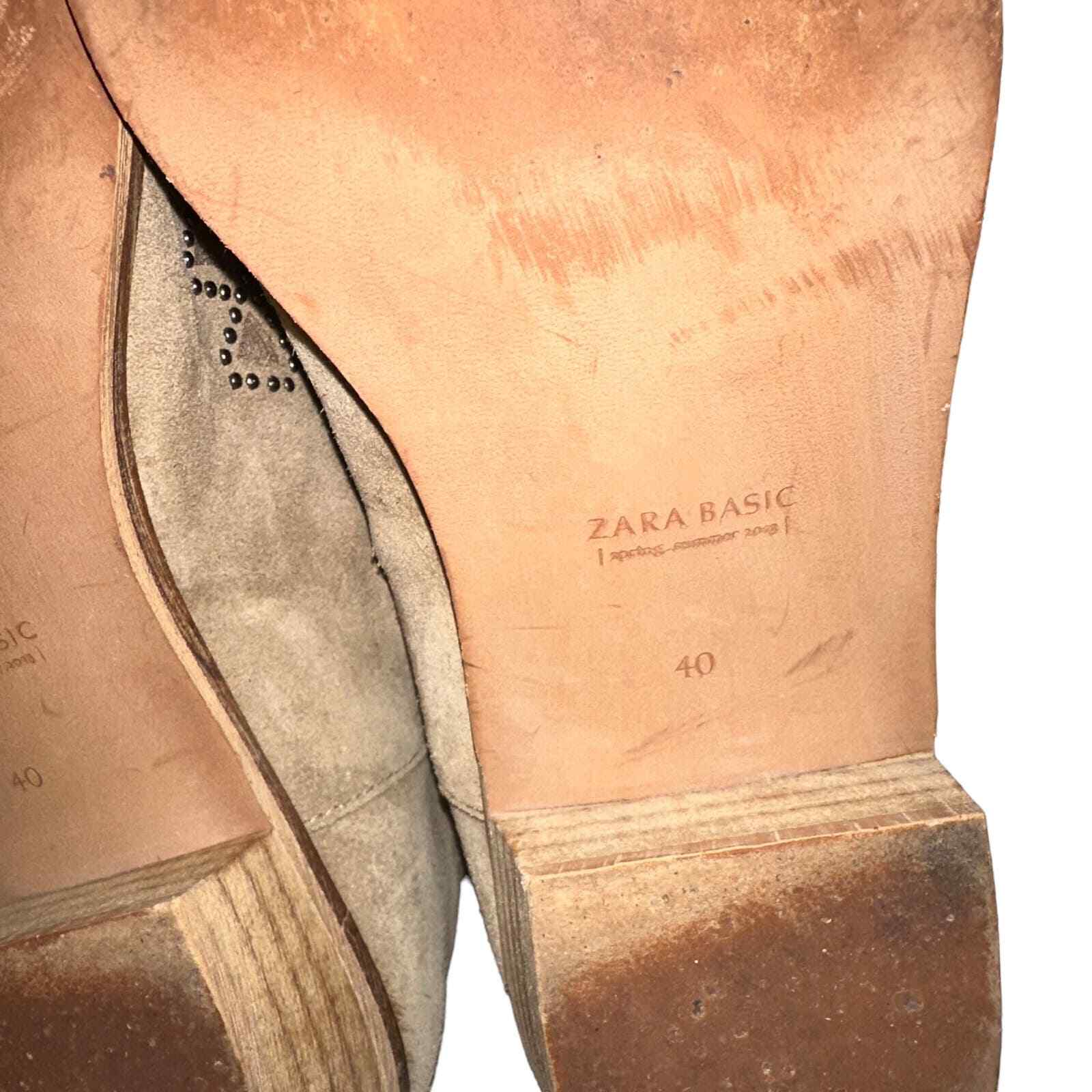 Zara Basic Suede Studded Pointed Toe Boots EU 40 - image 7