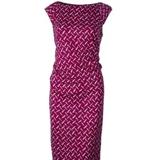 Diane Von Furstenberg Size 8 Gabi Silk Jersey Dress Pink Geometric Hourglass