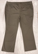 Belle by Kim Gravel 28W Pull On Twill Baby Boot-Cut Jeans OLIVE GREEN