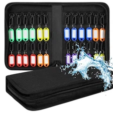 Portable Zippered Key CaseOrganizer Waterproof Key Binder with 24 Key Hooks a