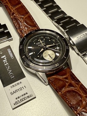 Seiko Presage Men's Black Watch - SARY211 Automatic w Leather Strap And Bracelet