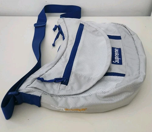 SS22 Supreme small messenger bag Silver Water Resistant Blue Box Logo
