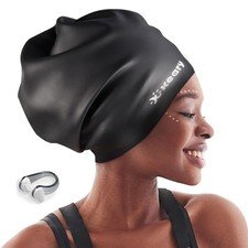 Extra Large Swim Cap for Braids and Dreadlocks Afro Hair Weaves Long Hair, Wa...