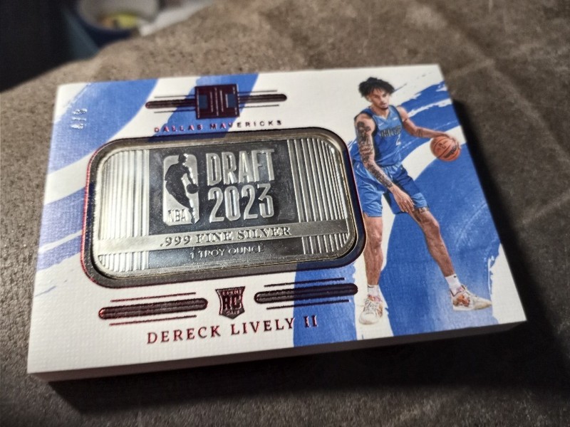2023-24 Panini Impeccable Dereck Lively II #1 Red Draft Logoman Silver Bar RC /8