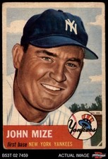 1953 Topps #77 Johnny Mize Yankees DOUBLE-PRINT HOF 2 - GOOD