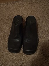 Black Clarks Clogs Size 5 Slip Ons Square Toe
