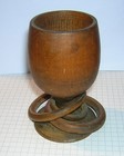 Hand Turned Wooden Goblet (3) Captive Rings Wedding Cup 4-1/4"H x 2-1/8" Signed — photo 1