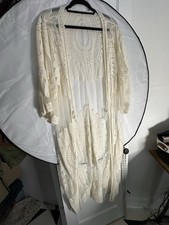 Boho ivory lace kimono duster cardigan embroidered festival cover up