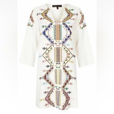 KATE MOSS X TOPSHOP EMBROIDERED SHANTUNG MINI DRESS FESTIVAL BOHO COACHELLA