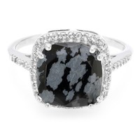 Cavill Damenring Sterlingsilber Schneeflocken Obsidian 2,71Ct Topas 925