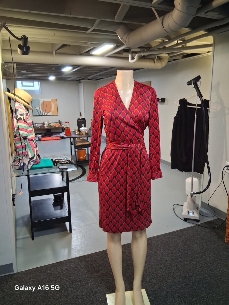 Diane von Furstenberg Vintage Silk Print Wrap Dress Size 6 | eBay