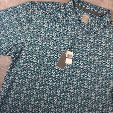 Callaway Polo Shirt Mens 2XL Blue Geometric All Over Print Performance Golf NEW