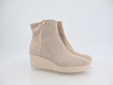 Vionic Skylar Boots Womens Size 9 Beige Leather Suede Wedge Comfort Side Zip