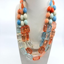 Vibrant Multi-Strand Acrylic Beaded Statement Necklace Colorful Layered Festival