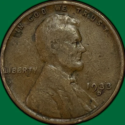 1933-D Lincoln Wheat Cent Very Fine VF Coin #34974