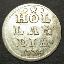 Certificate Authenticity 1739 Dutch Colonial New York Silver Half Dime Hollandia