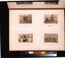 Beato's Japanese artists working,women singing,playing shamisens,Sedan Chairs