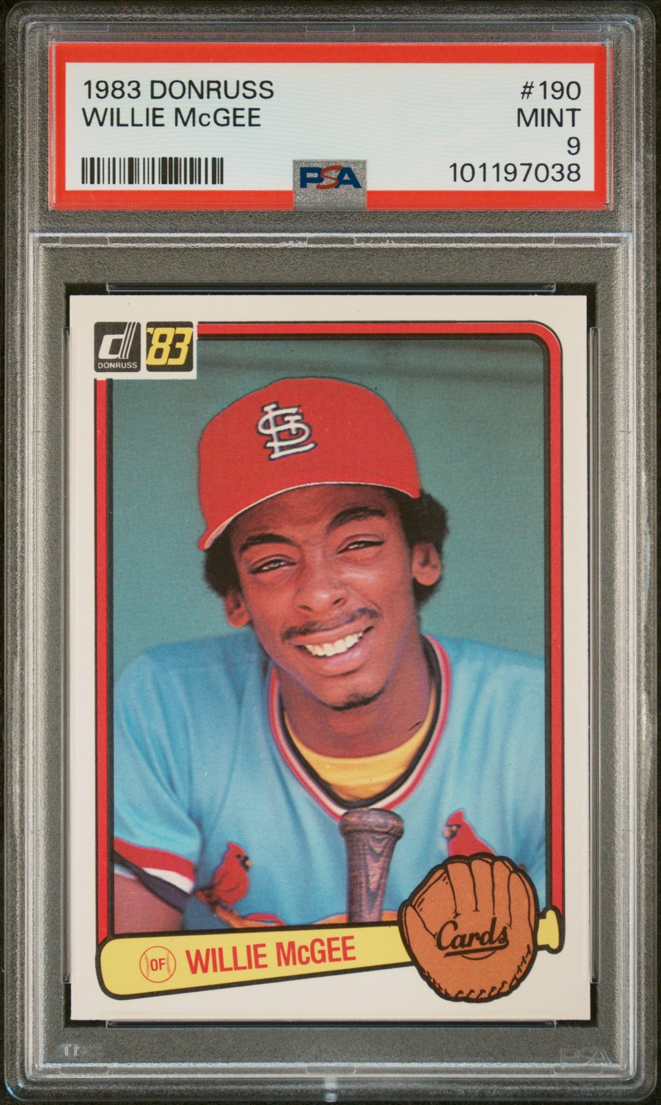 1983 DONRUSS #190 WILLIE MCGEE ROOKIE RC PSA 9