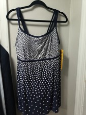 Robby Len Swimsuit Dress One Piece Navy Flowers Size 18W Beach Resortwear New