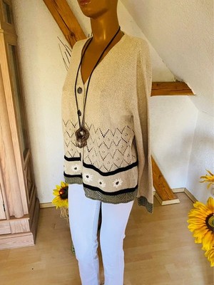 Landhaus tolle Strickjacke Gr 40/42 Wollmischung mit Leinen