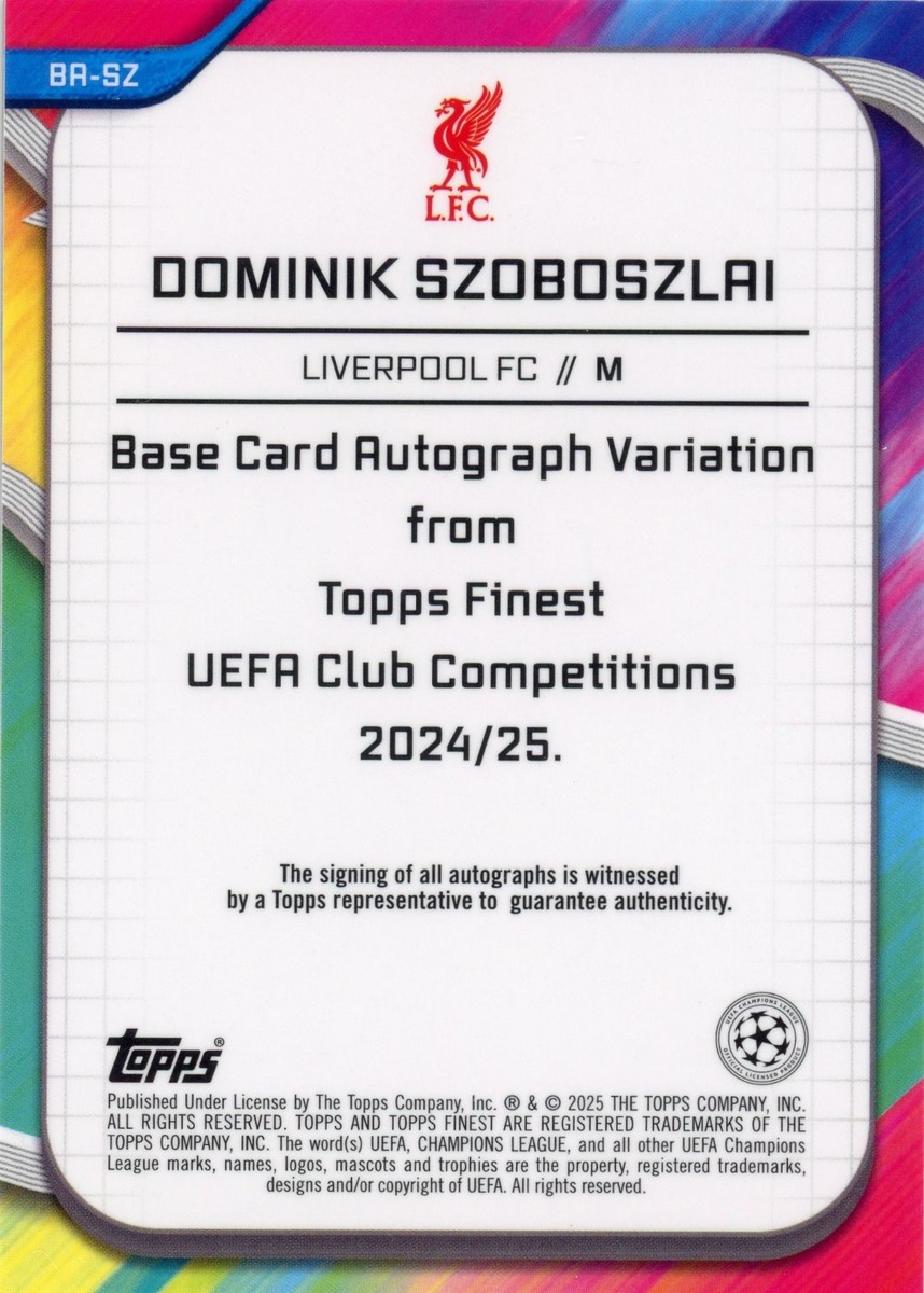 2024-25 Topps Finest UCL - Autographs Dominik Szoboszlai Gold /50