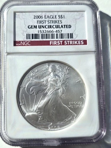 2006 American Silver Eagle $1   Graded by NGC as Gem Uncirculated First Strike