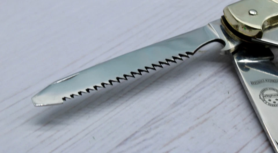 FRIEDR VINTAGE. CUCHILLO HERDER CONSTANT STAG SAWBLADE ALEMÁN STAG LOCKBACK SIN USAR Foto 3 de 4