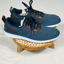 Cole Haan Zerogrand Stitchlite Oxford Blue Knit Brown Leather Men Sneaker Size 8