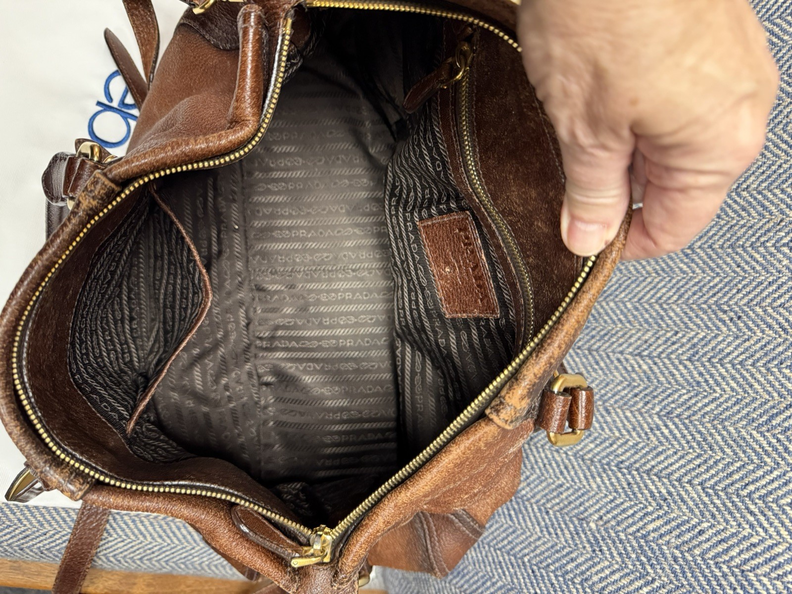 PRADA Cervo Antik Deerskin Satchel Crossbody Handbag thumbnail 16